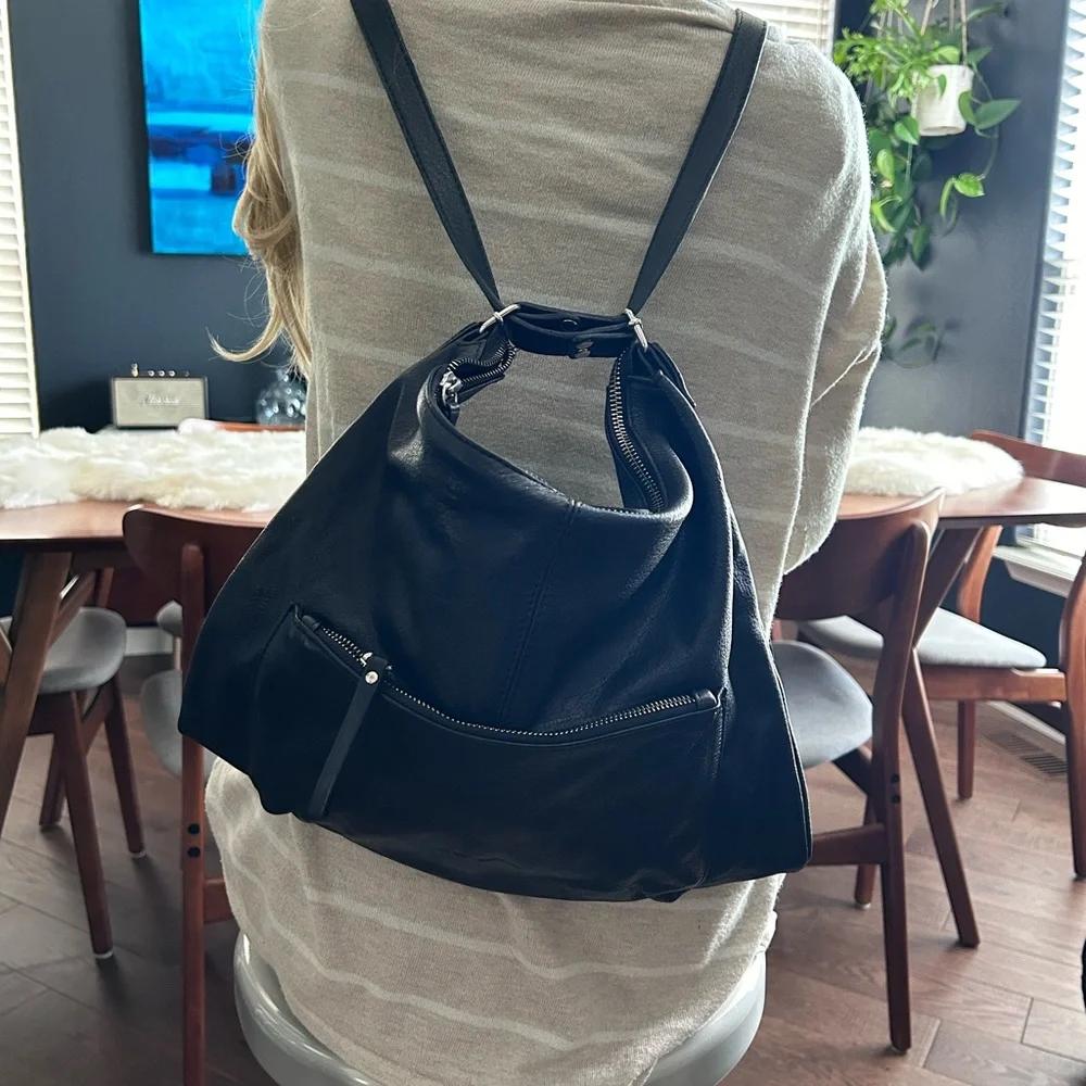 Convertible Hobo/Backpack Leather Bag - Picture 6 of 8